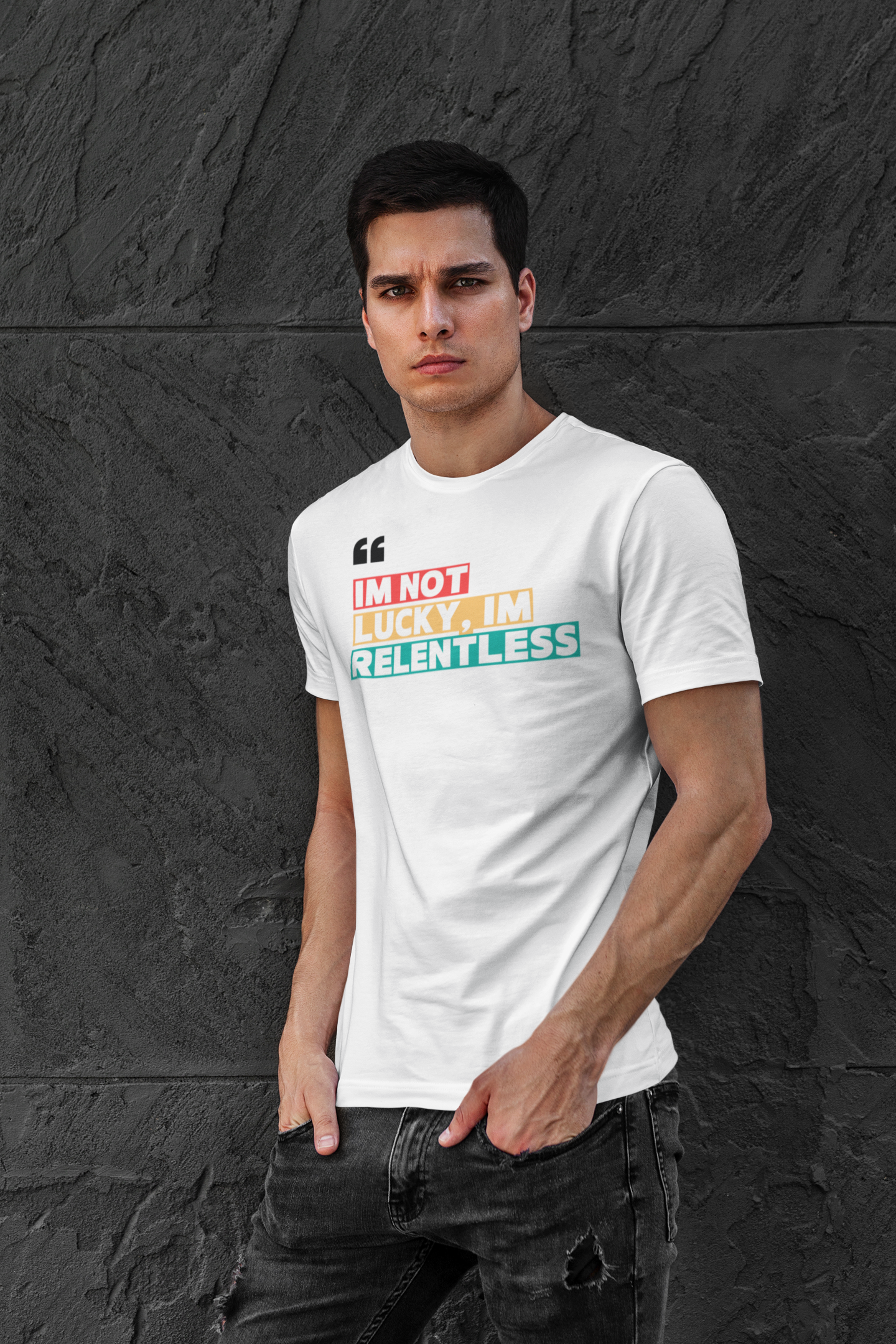 “I’m Not Lucky, I’m Relentless” – Motivational Unisex Tee