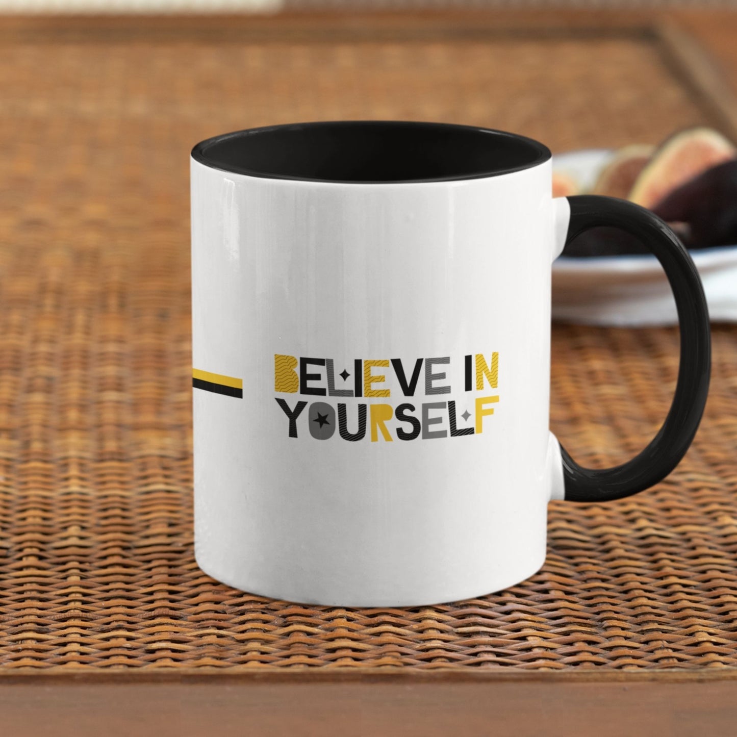 Believe In Yourself™ Motivational Mug – Black Handle & Interior Edition