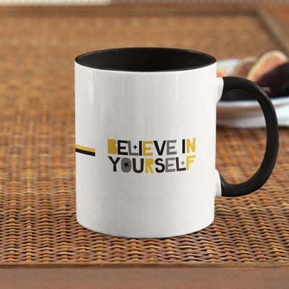 Believe In Yourself™ Motivational Mug – Black Handle & Interior Edition