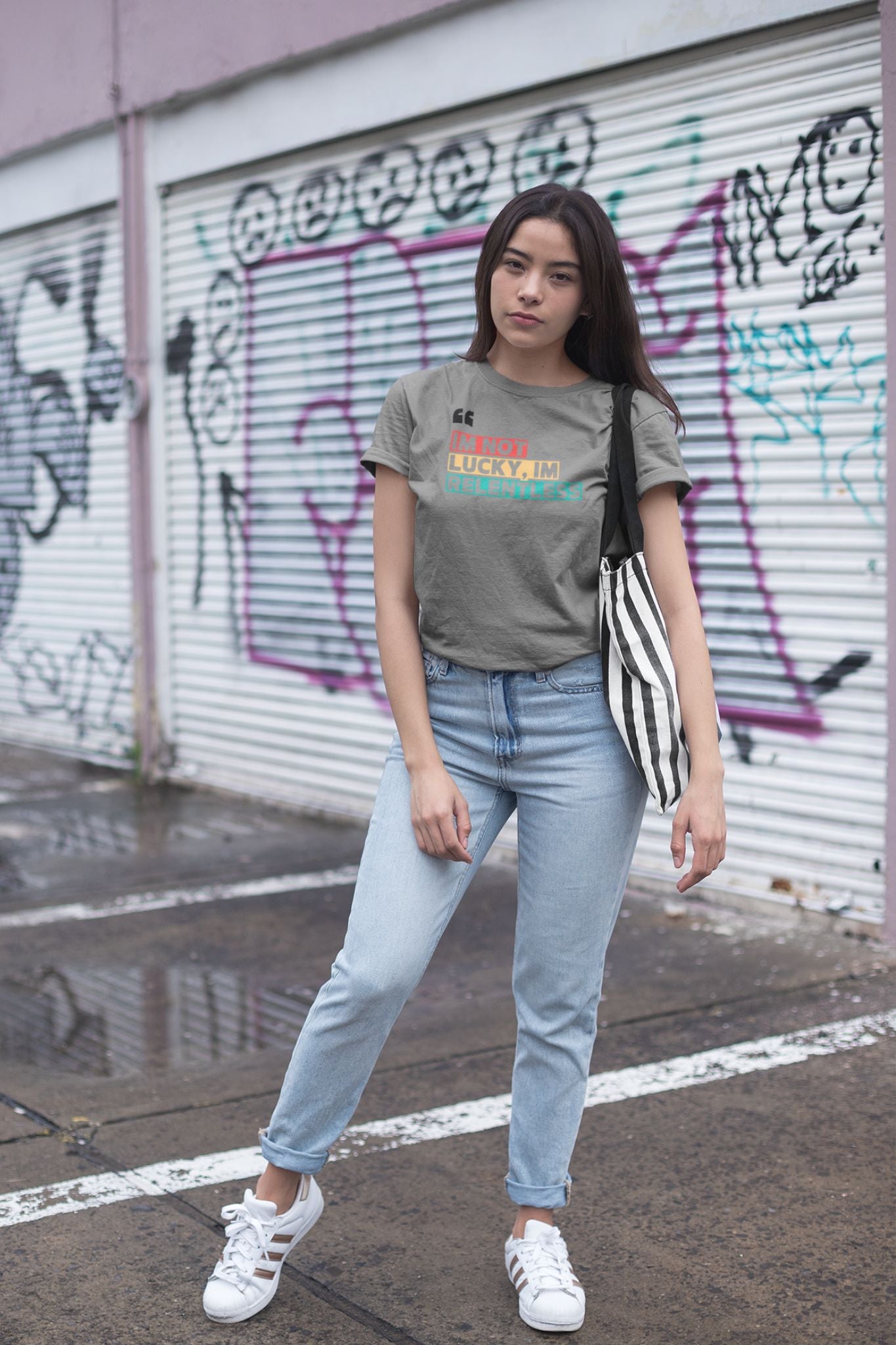 “I’m Not Lucky, I’m Relentless” – Motivational Unisex Tee