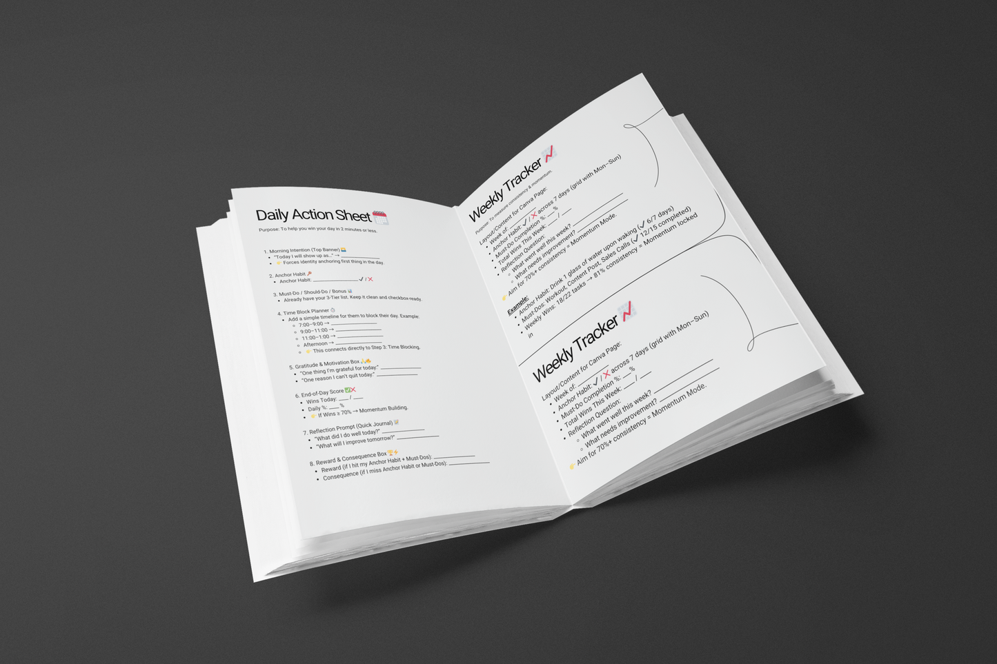 Daily Discipline Blueprint + Daily and Weekly Tracker