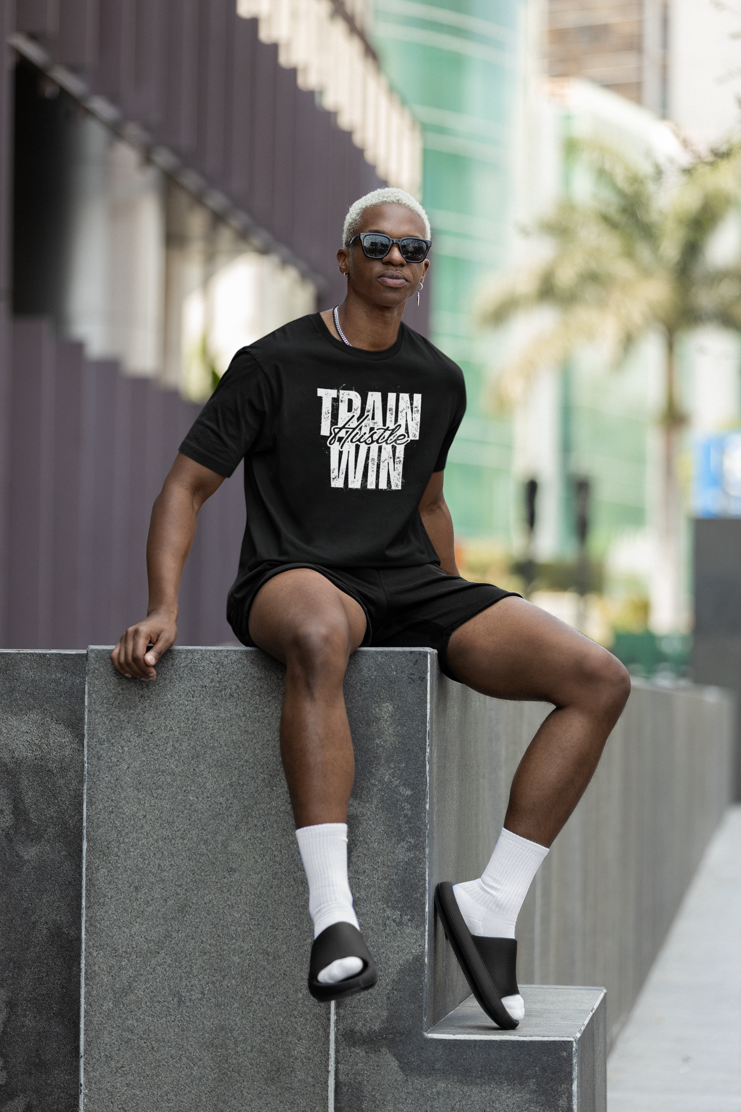 Train Hustle Win – Unisex Garment-Dyed Motivation Tee