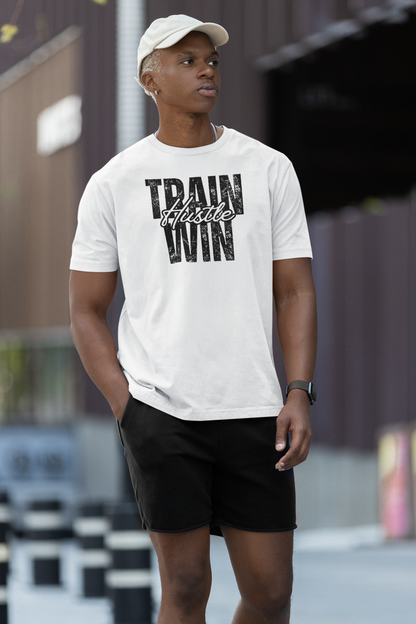 Train Hustle Win – Unisex Garment-Dyed Motivation Tee