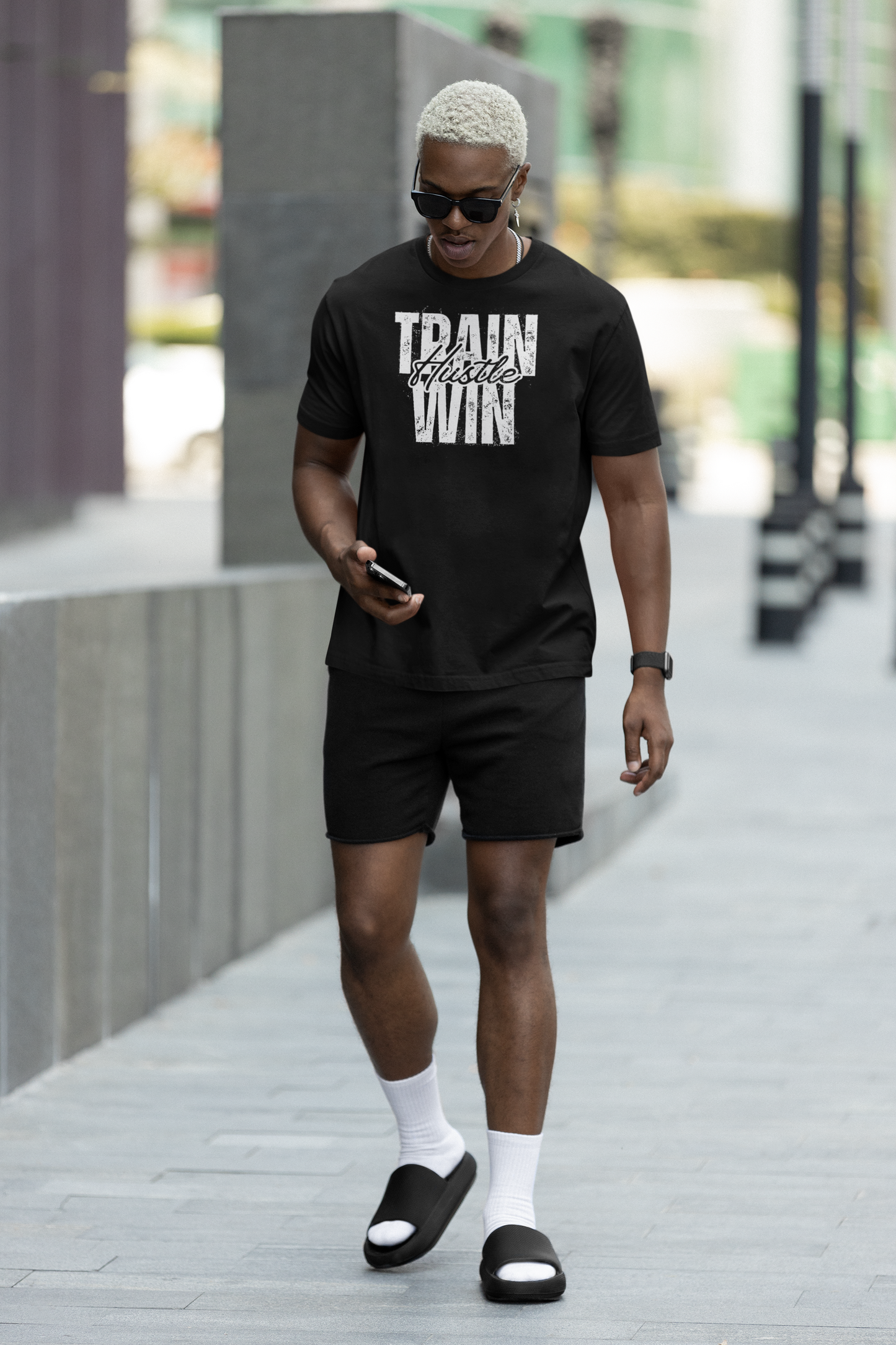 Train Hustle Win – Unisex Garment-Dyed Motivation Tee
