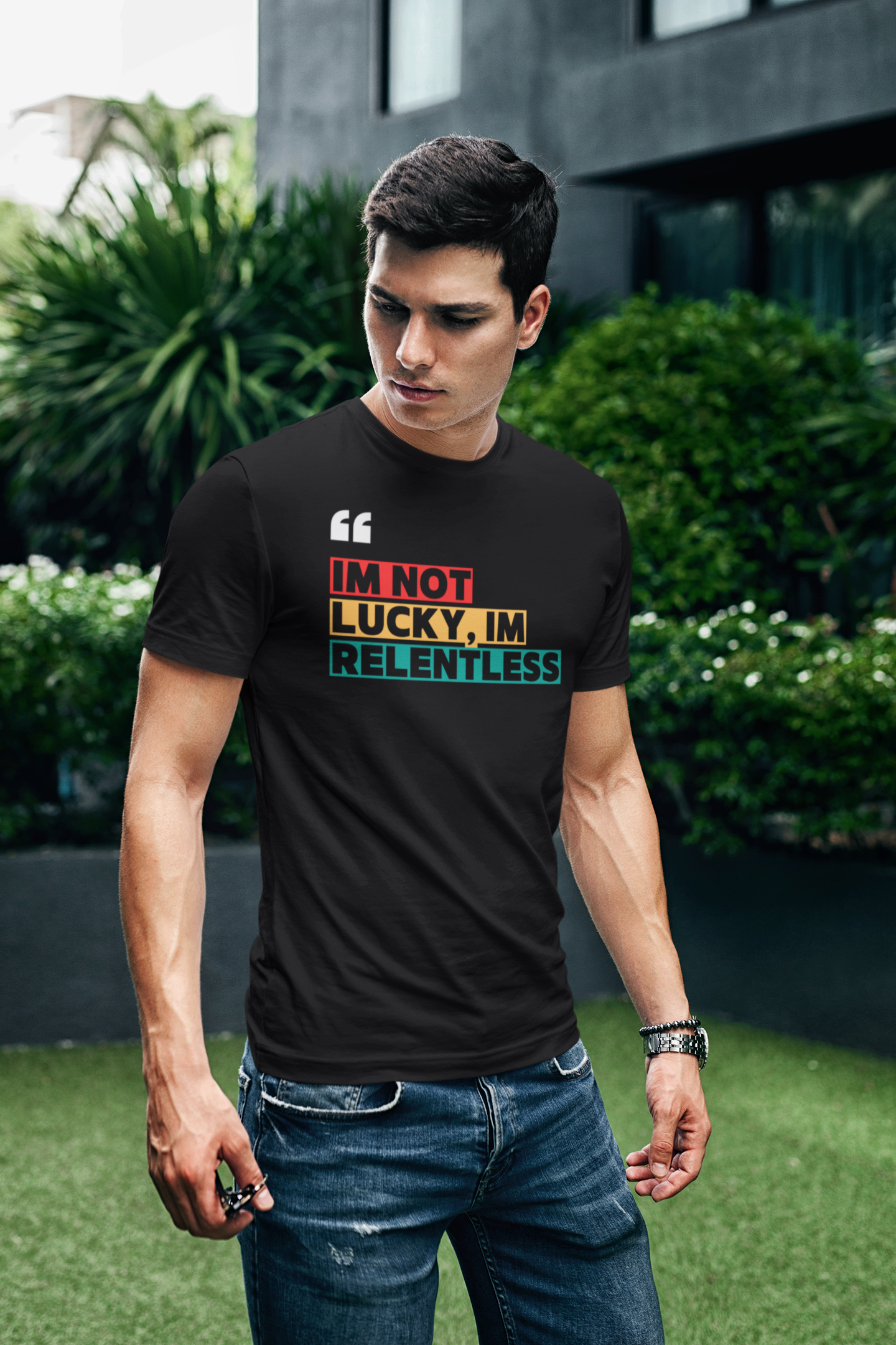 “I’m Not Lucky, I’m Relentless” – Motivational Unisex Tee